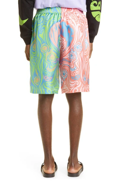 Shop Versace Medusa Music Silk Shorts In Multicolor