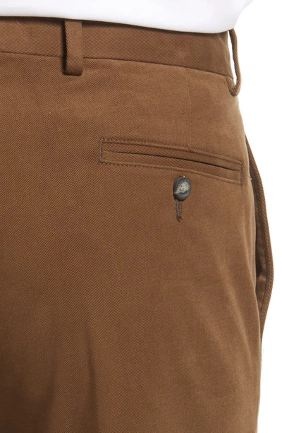 Shop Berle Charleston Khakis Flat Front Brushed Twill Pants In Tobacco