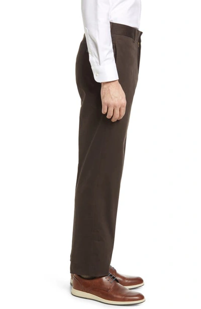 Berle Flat Front Stretch Sateen Pants In Brown