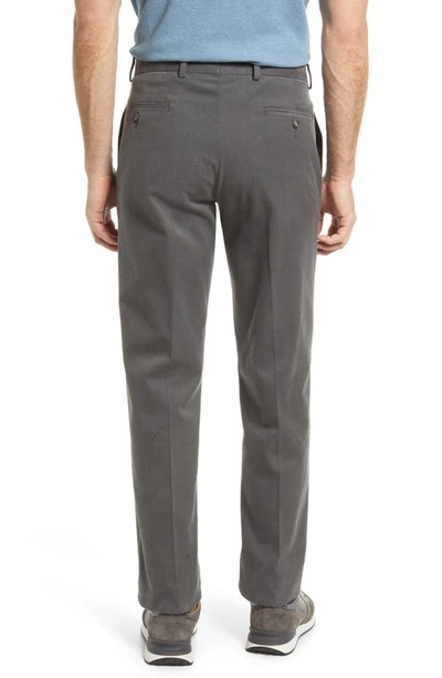 Berle Flat Front Stretch Brushed Twill Pants In Grey