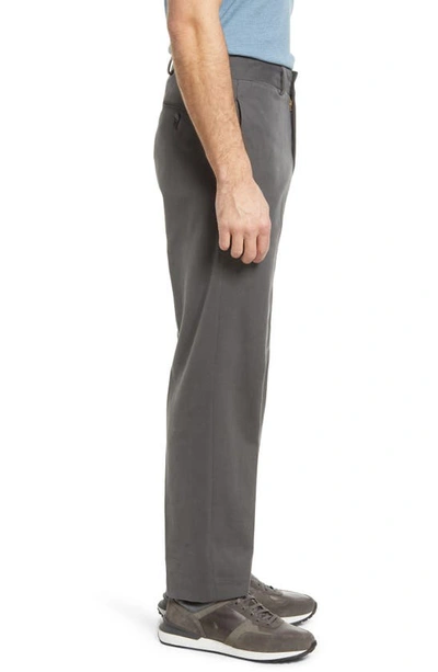 Berle Flat Front Stretch Brushed Twill Pants In Grey