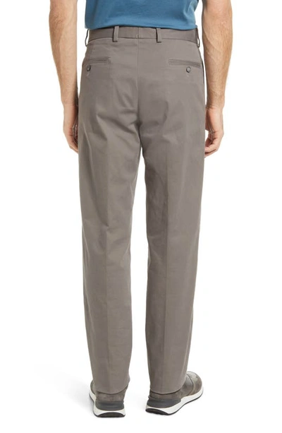 Shop Berle Charleston Khakis Flat Front Stretch Sateen Pants In Grey