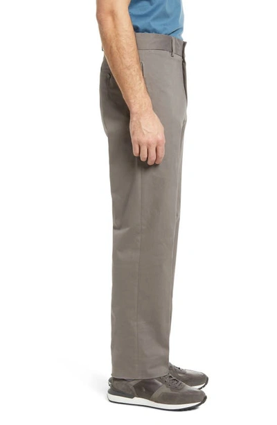Berle Flat Front Stretch Sateen Pants In Grey