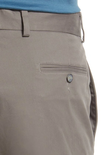 Berle Flat Front Stretch Sateen Pants In Grey