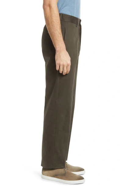 Berle Flat Front Sateen Pants In Olive