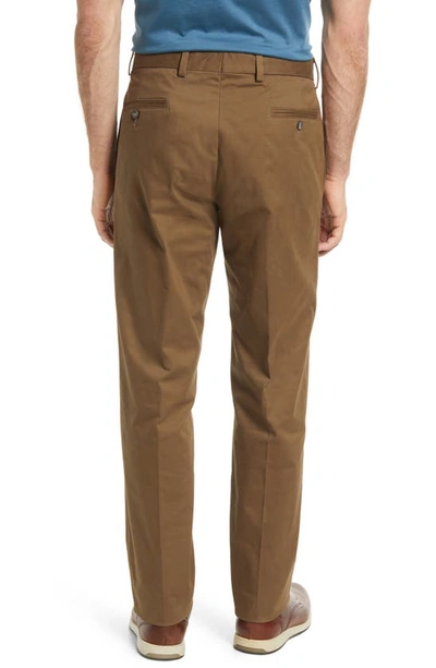 Shop Berle Charleston Khakis Flat Front Stretch Sateen Pants In Dk Khaki