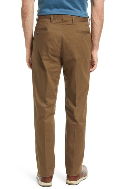 Berle Flat Front Stretch Sateen Pants In Dk Khaki