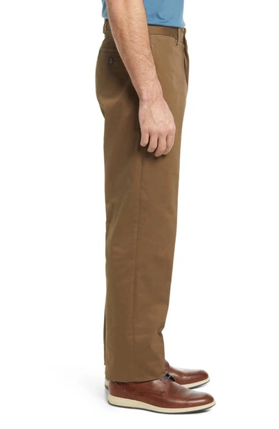 Shop Berle Charleston Khakis Flat Front Stretch Sateen Pants In Dk Khaki