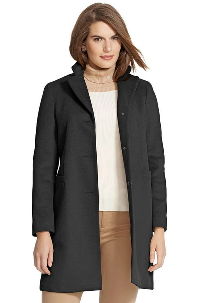 Shop Lauren Ralph Lauren Wool Blend Reefer Coat In Black