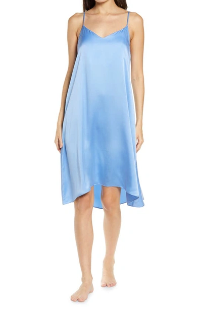 Shop Papinelle Pure Silk Slip Nightgown In Cornflower Blue