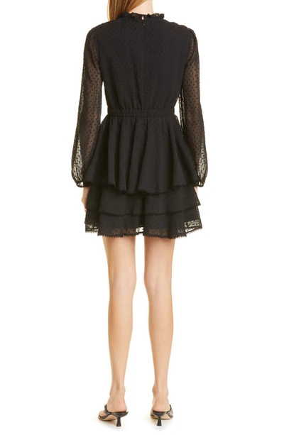 Shop Jason Wu Collection Collection Clip Dot Long Sleeve Chiffon Dress In Black