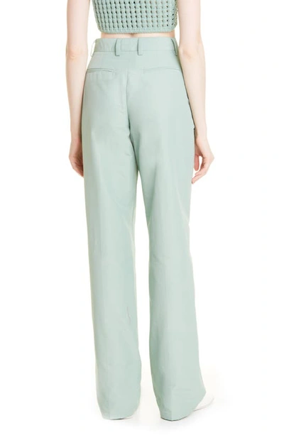 Shop Aknvas O'connor Pleated Stretch Cotton Pants In Slate Green