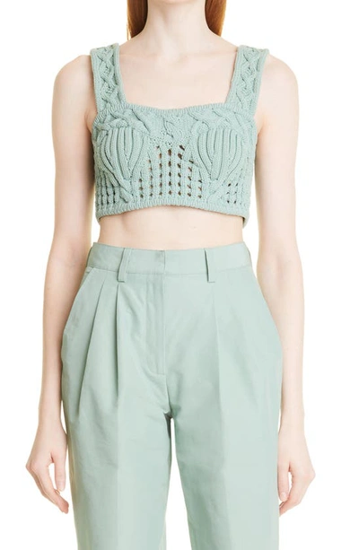 Shop Aknvas Jodie Crop Sweater Camisole In Slate Green