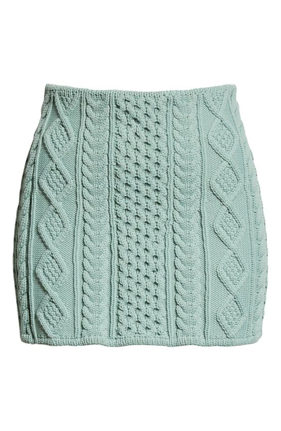 Shop Aknvas Tiffany Cable Knit Skirt In Slate Green