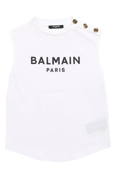 Shop Balmain Kids' Logo Graphic Tank Top In White