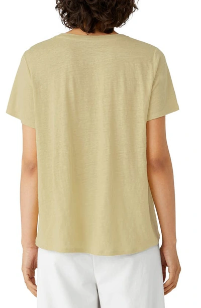 Shop Eileen Fisher Organic Linen Crewneck T-shirt In Butter