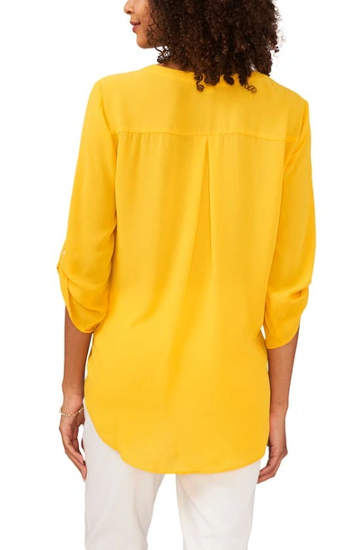 Shop Chaus Split Neck Blouse In Gold Charm