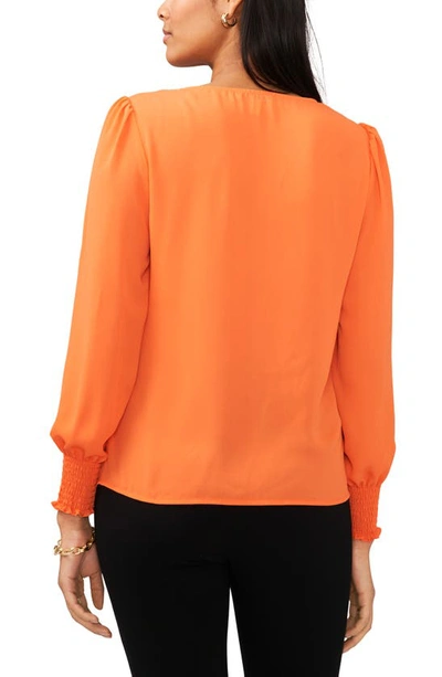Shop Chaus Smocked Cuff Top In Hot Coral