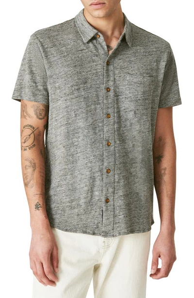 Shop Lucky Brand Short Sleeve Button-up Shirt In Heather Grey