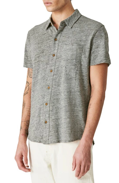 Shop Lucky Brand Short Sleeve Button-up Shirt In Heather Grey