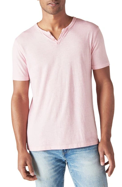 Shop Lucky Brand Venice Button Notch Neck T-shirt In Sea Pink
