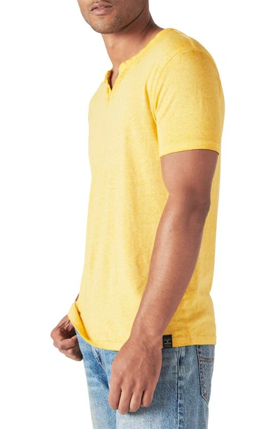 Shop Lucky Brand Venice Button Neck Cotton Blend T-shirt In Mineral Yellow