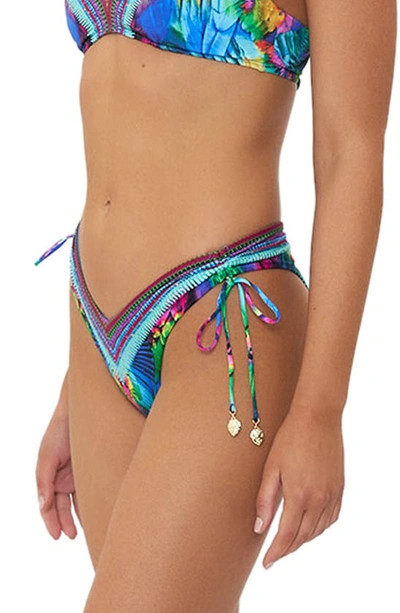 Shop Camilla Age Of Asteria Crystal Embellished High Leg Ruched Bikini Bottoms