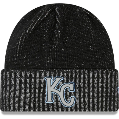 Shop New Era Black Kansas City Royals Pop Flect Cuffed Knit Hat