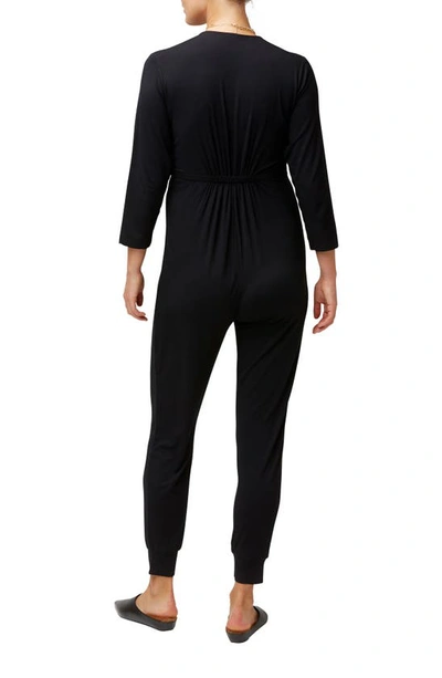Nom Maternity Amabella Wrap-front Jumpsuit In Black
