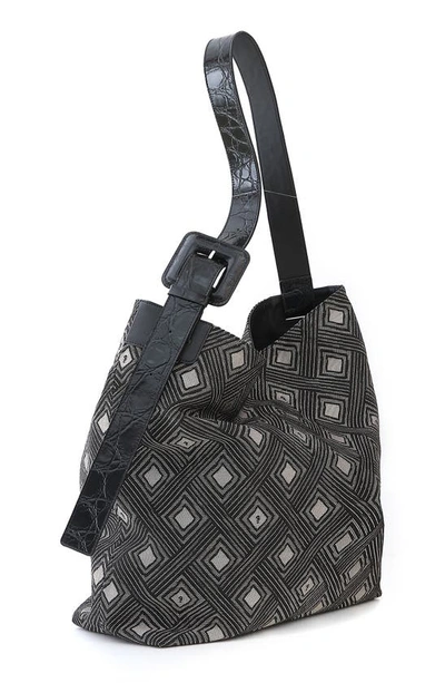 Shop Gu-de Large Kate Jacquard Shoulder Bag In Black