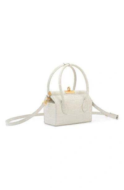 Shop Gu-de Mia Croc Embossed Leather Top Handle Bag In Cream