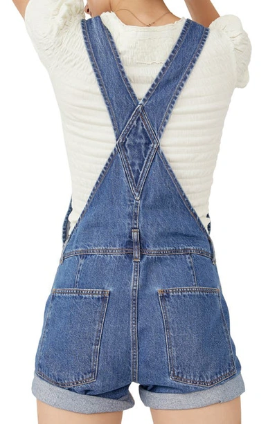 Shop Free People We The Free Ziggy Denim Shortalls In Sapphire Blue