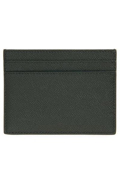 Shop Saint Laurent Pebble Grain Leather Card Case In Dark Green