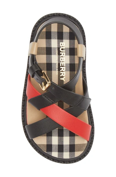 Shop Burberry Jane Check Sandal In Archive Beige Ip Chk