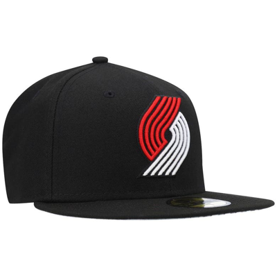 Shop New Era Black Portland Trail Blazers Team Wordmark 59fifty Fitted Hat