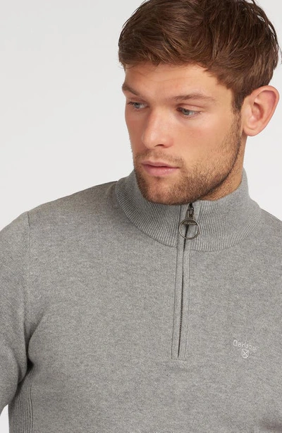 Shop Barbour Cotton Half Zip Sweater In Grey Marl