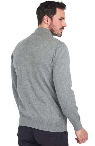 Barbour Cotton Half Zip Tartan Trim Sweater Grey In Grey Marl