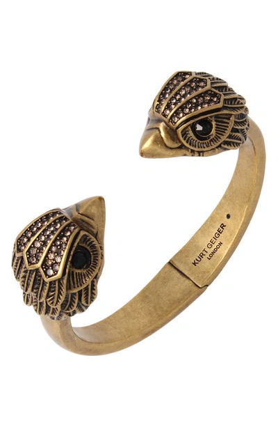 Kurt Geiger Eagle Hinged Bangle Bracelet In Crystal Dorado