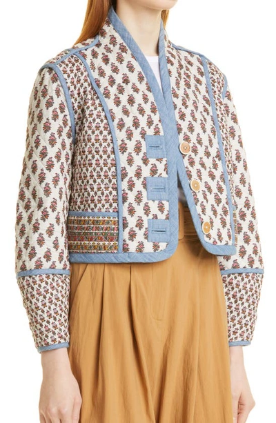 Shop Veronica Beard Kamila Reversible Cotton Jacket In Cream Multi