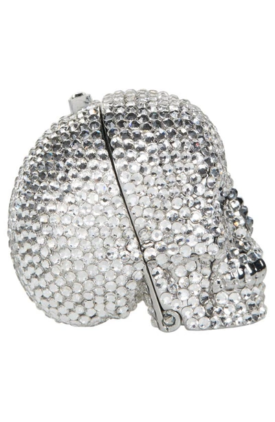 Shop Judith Leiber Crystal Skull Pillbox In Silver Rhine