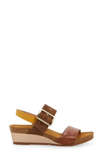 Shop Naot Dynasty Wedge Sandal In Maple Brown/brown/marigold