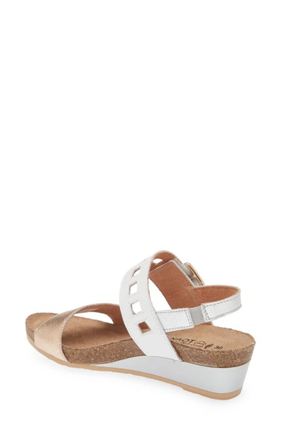 Naot Dynasty Wedge Sandal In Rose Gold/ White Pearl/ Silver