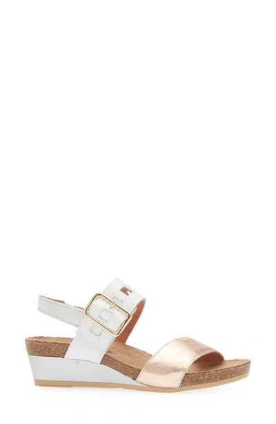 Naot Dynasty Wedge Sandal In Rose Gold/ White Pearl/ Silver