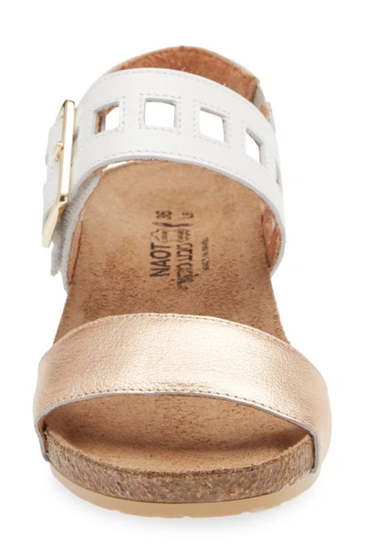 Naot Dynasty Wedge Sandal In Rose Gold/ White Pearl/ Silver