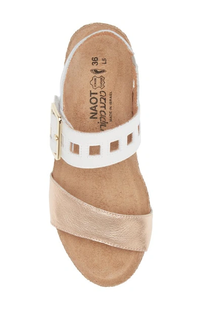 Naot Dynasty Wedge Sandal In Rose Gold/ White Pearl/ Silver