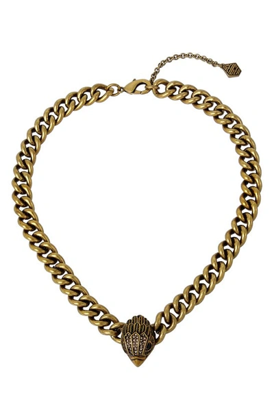 Shop Kurt Geiger Eagle Collar Necklace In Crystal Dorado