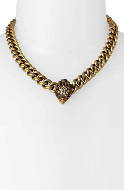 Shop Kurt Geiger Eagle Collar Necklace In Crystal Dorado