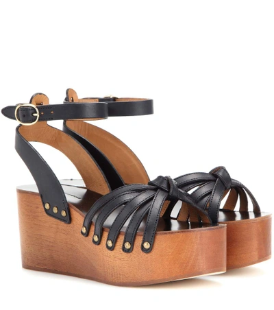 Shop Isabel Marant Étoile Zia Leather Platform Sandals In Black