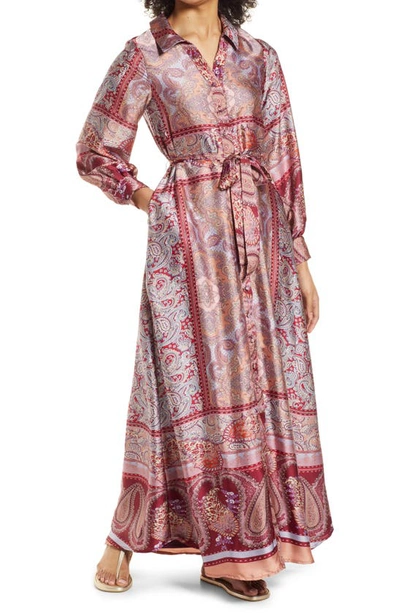 Shop Btfl-life Long Sleeve Maxi Shirtdress In Multi