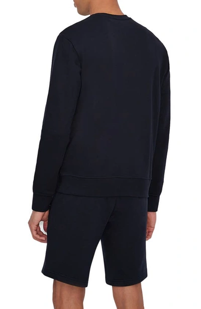 Shop Armani Exchange Milano/new York Logo Crewneck Sweatshirt In Solid Blue Navy